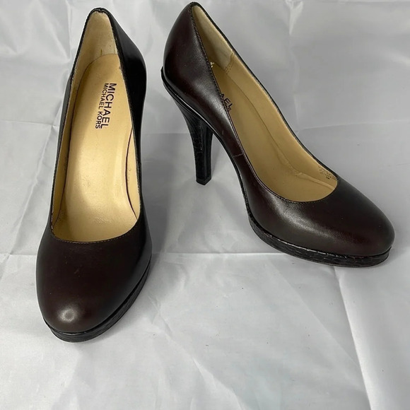 Michael Michael Kors Leather Pumps Chocolate Brown Croc Effect Embossed Size 8 - Picture 12 of 12